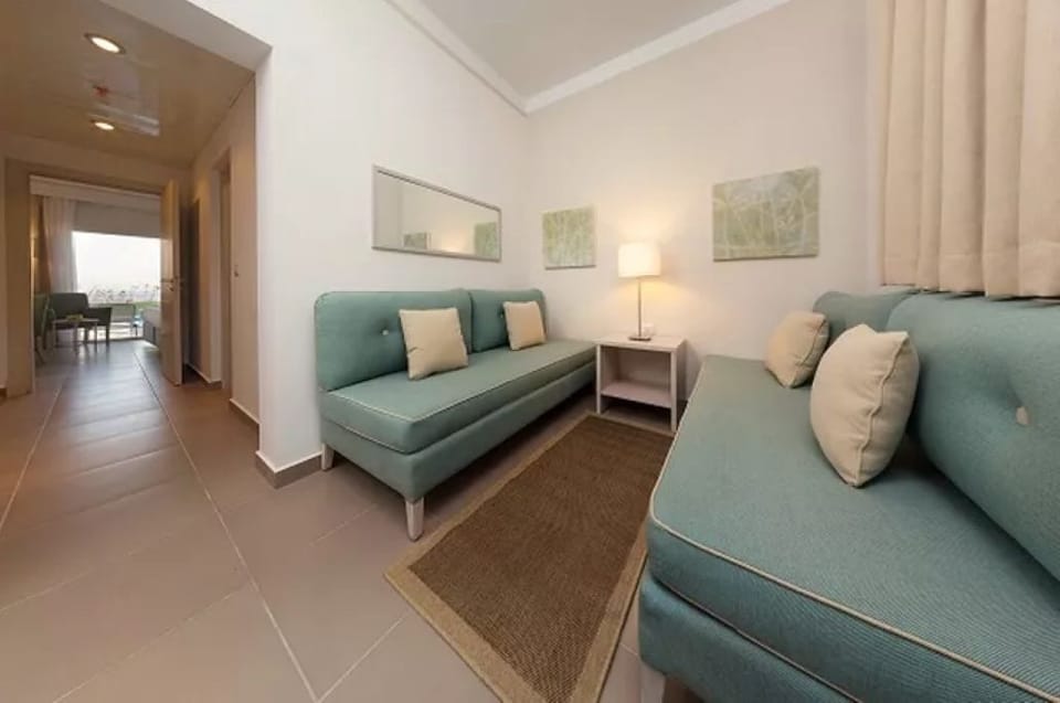 Kick back in a cozy sitting area before heading out.