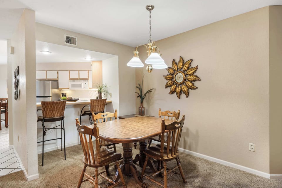 Gather, eat, and connect in the dining area next to kitchen and living room 