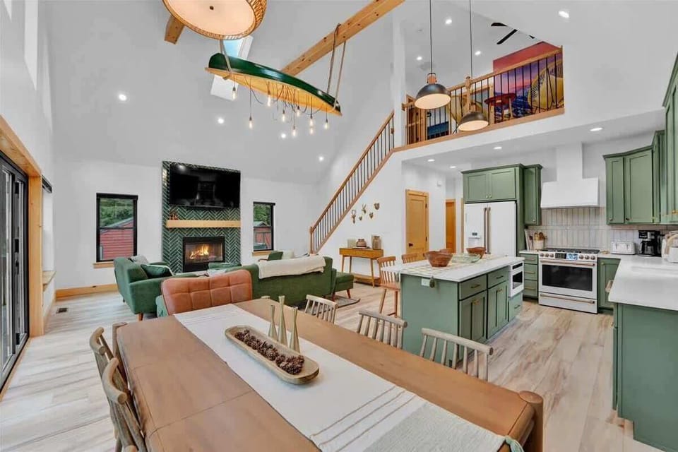 Spacious kitchen island with additional seating