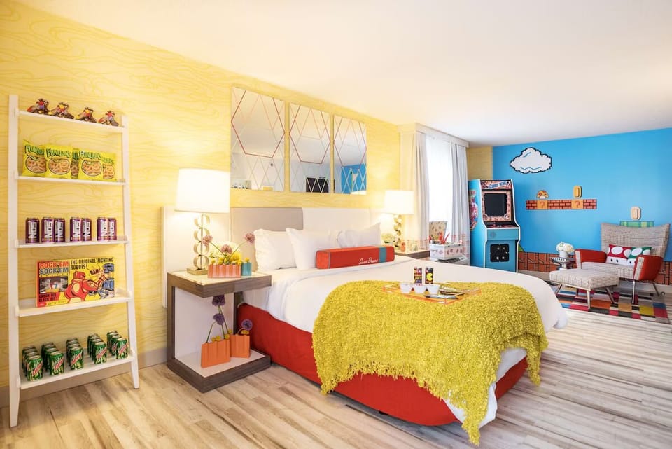 Wake up to bright, joyful decor and a plush, inviting bed.