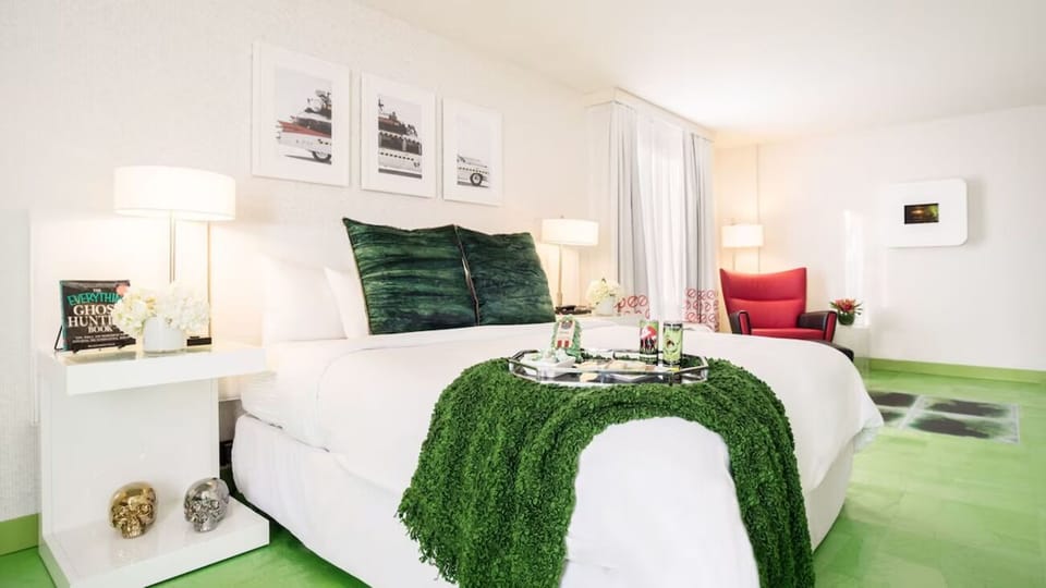 Stretch out on the plush bed after a day exploring.