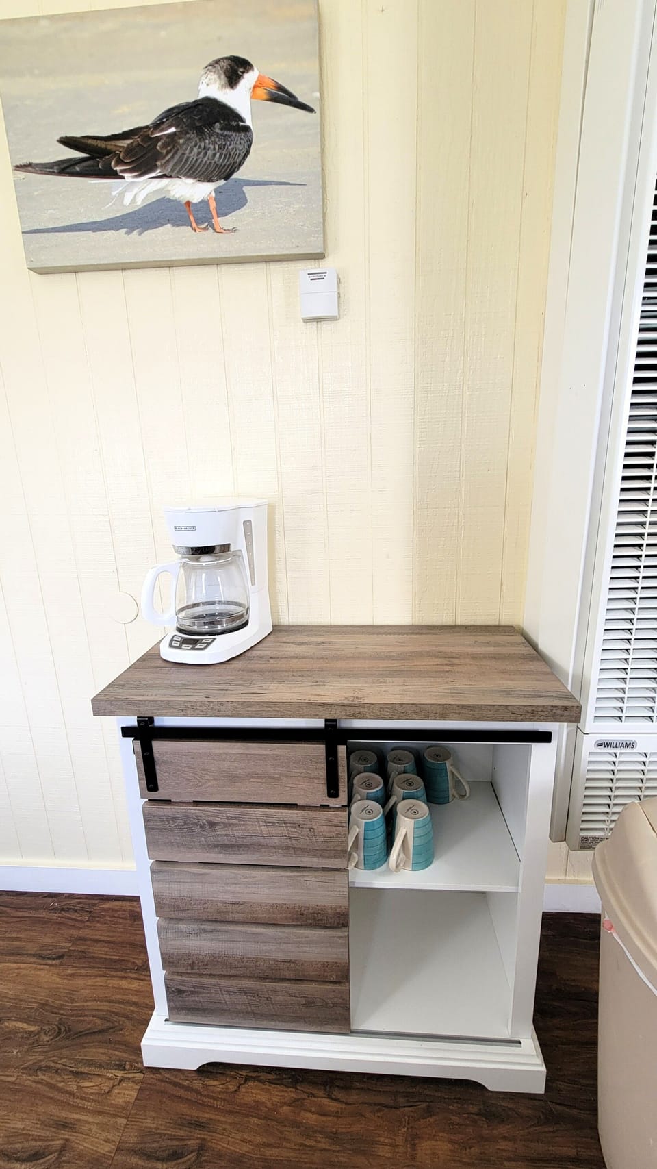 The kitchen has a coffee bar to start the day off right