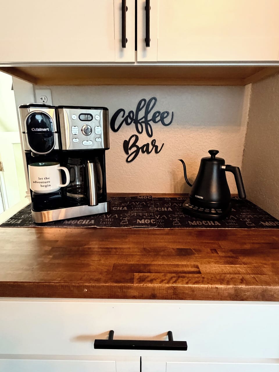 Cuisinart dual coffee maker, or use the electric kettle for tea.
