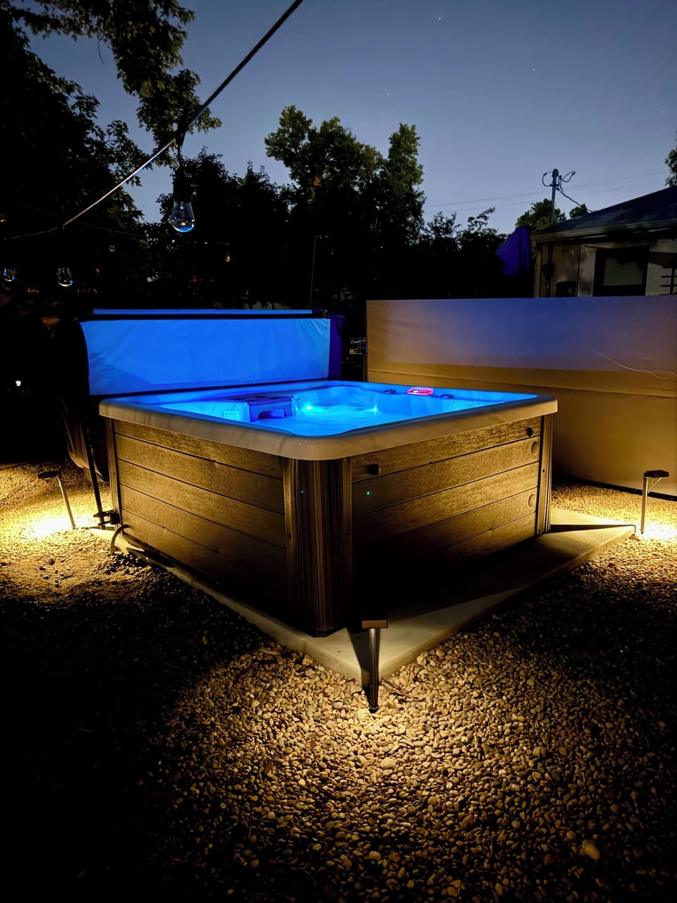 A private hot tub just steps from the patio