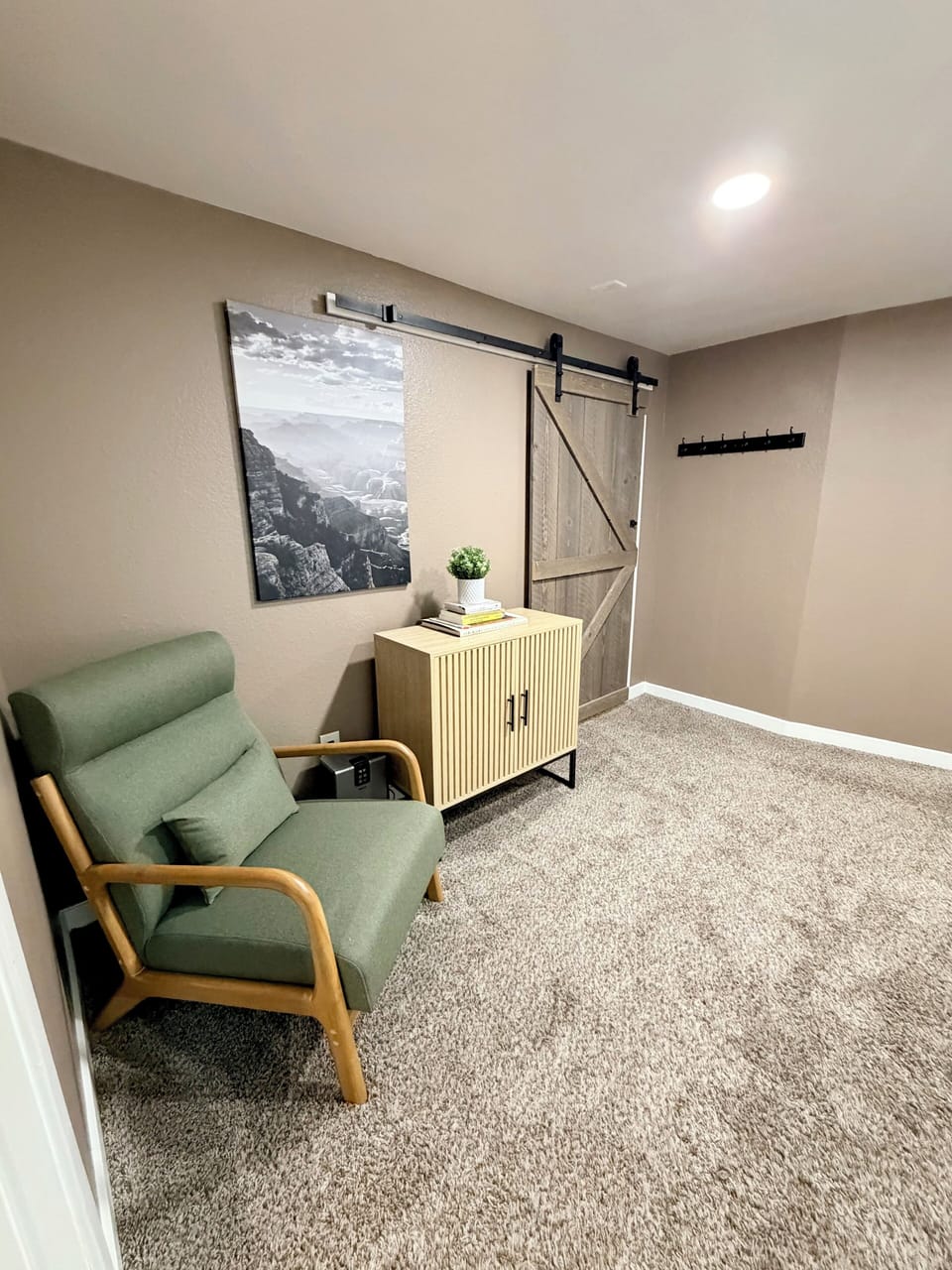 Cozy reading nook with Southwest-inspired décor and comfortable seating.