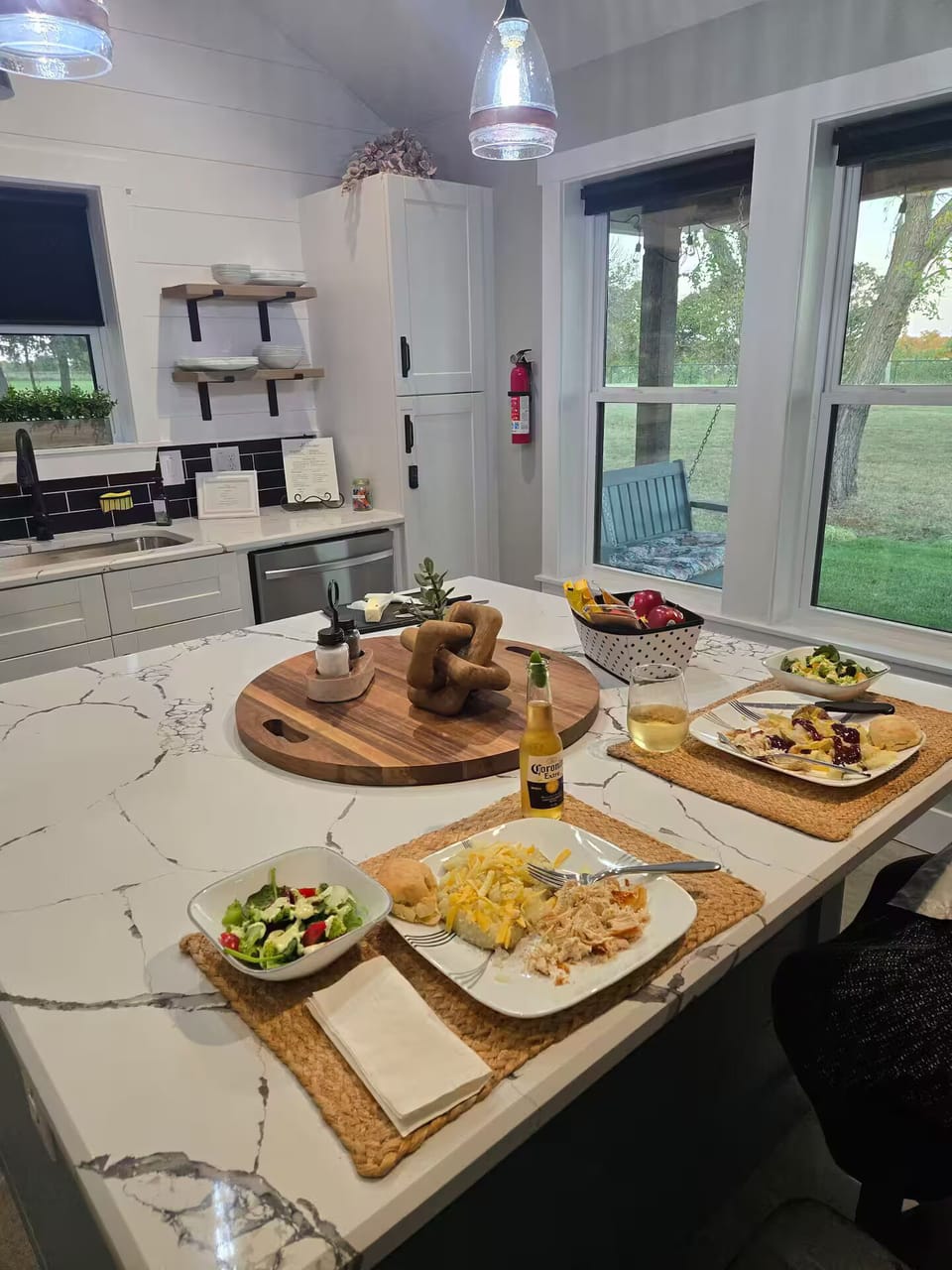 Large kitchen island with seating for two