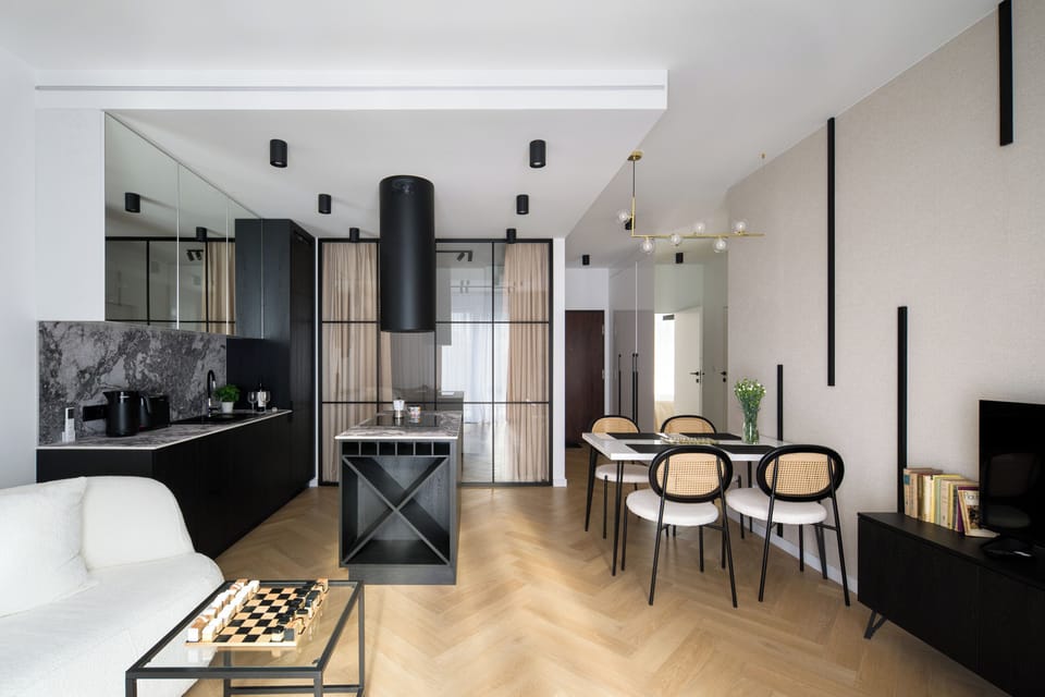 living room, kitchen