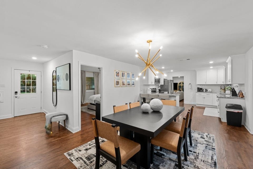 Bright open-concept layout connects the dining area, kitchen, and living spaces for easy group gatherings and longer stays. Centrally located near Dallas Love Field, top-rated restaurants, and major shopping destinations.