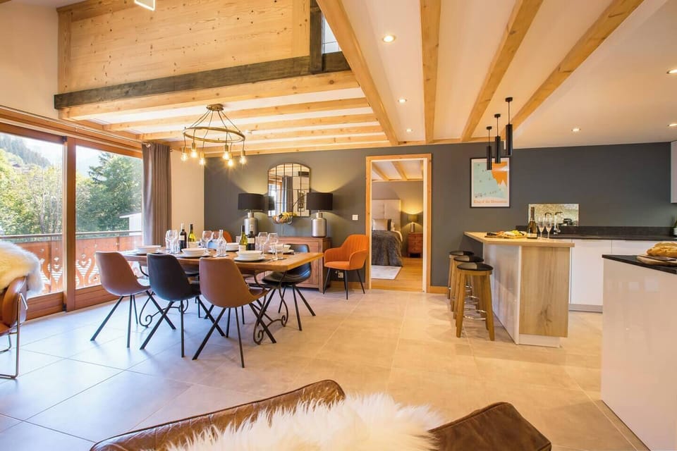 Dining area opening to balcony