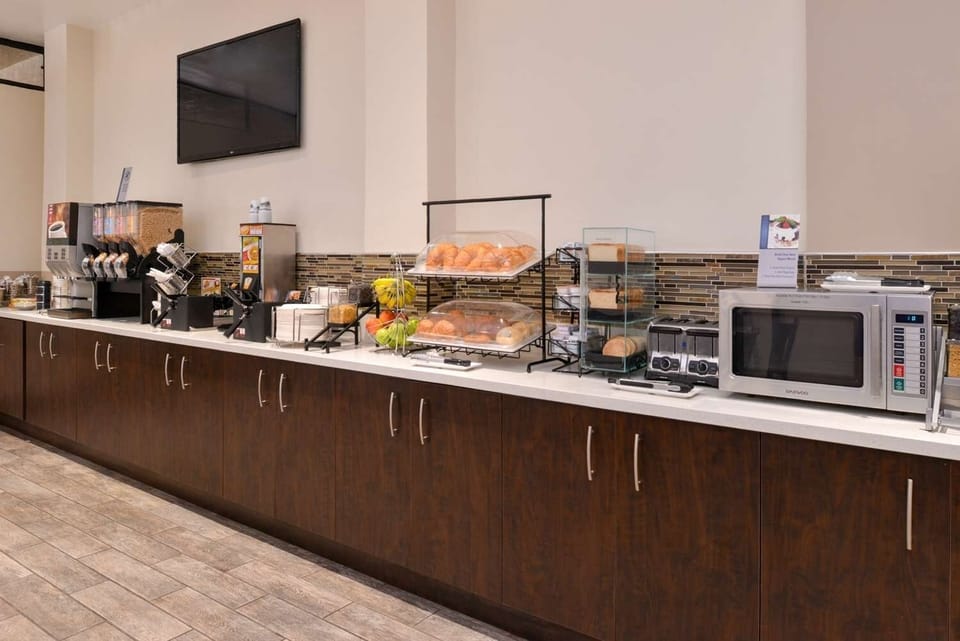 Fuel up fast with fresh coffee, cereal, and breakfast bites.