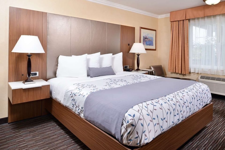 Unwind in a cozy king bed with soft, crisp linens.