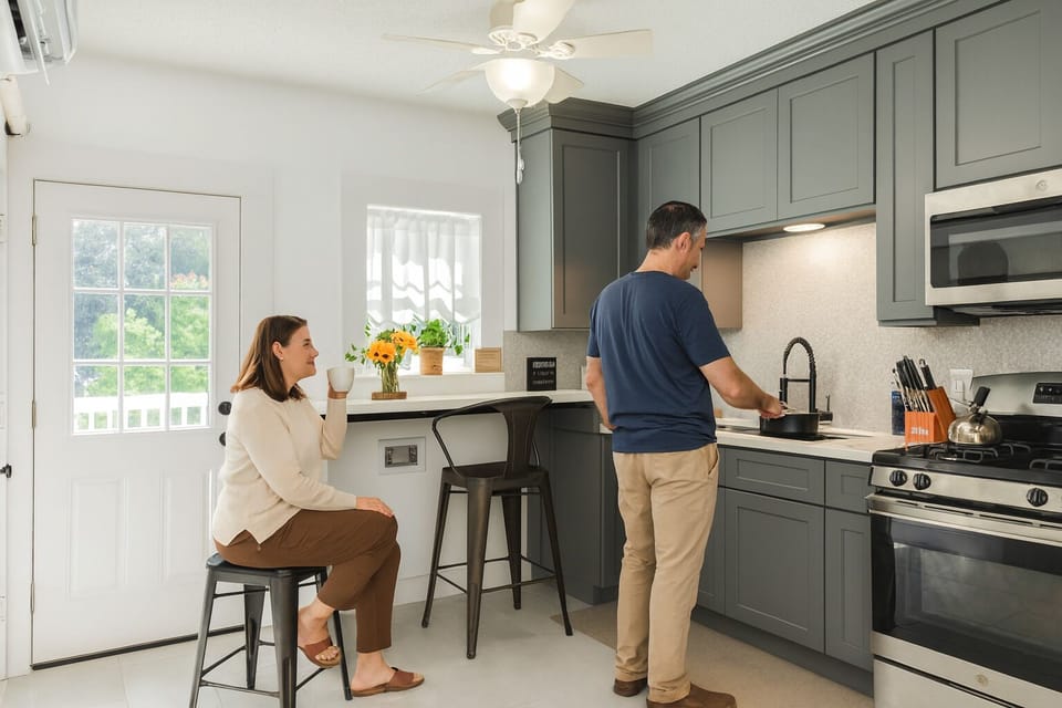Spacious kitchen to chill, cook and converse. *actor portrayal