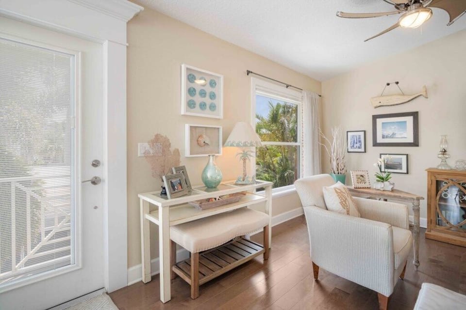 Living room off of the main entrance to the home