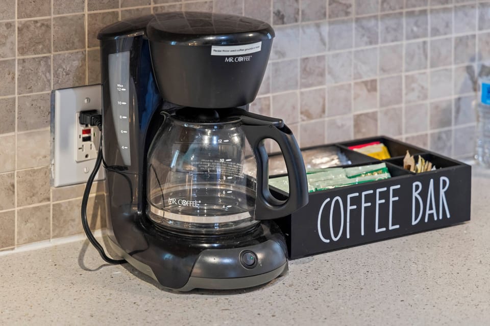 Coffee bar stocked with all the essentials you need.