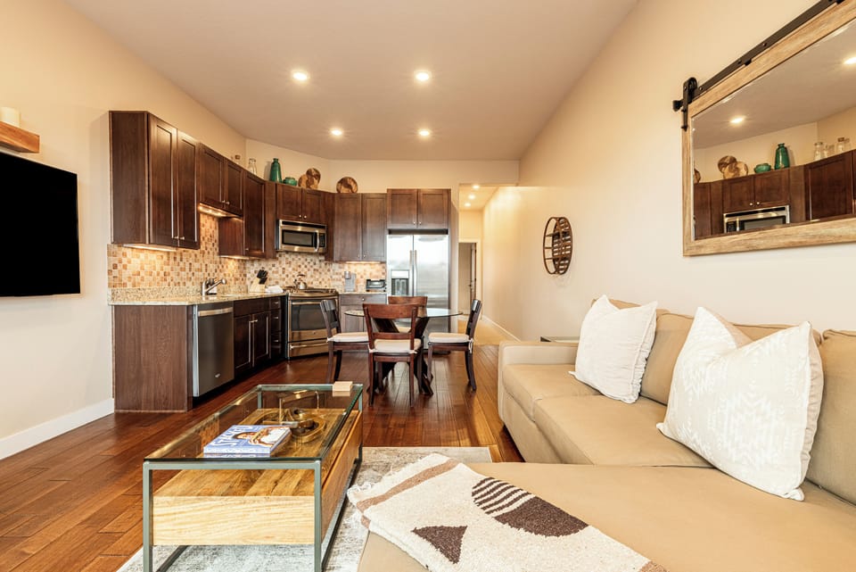 Kitchen open to living room