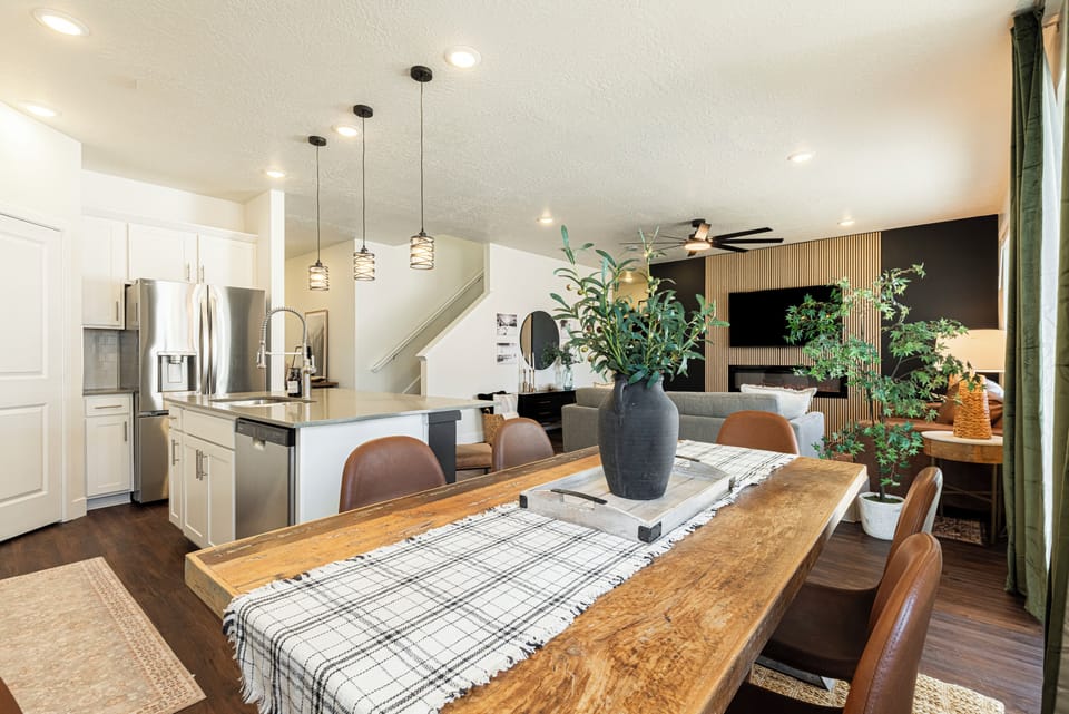 Dining and kitchen with open layout