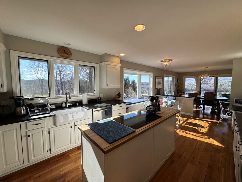 Updated kitchen with views of the lake