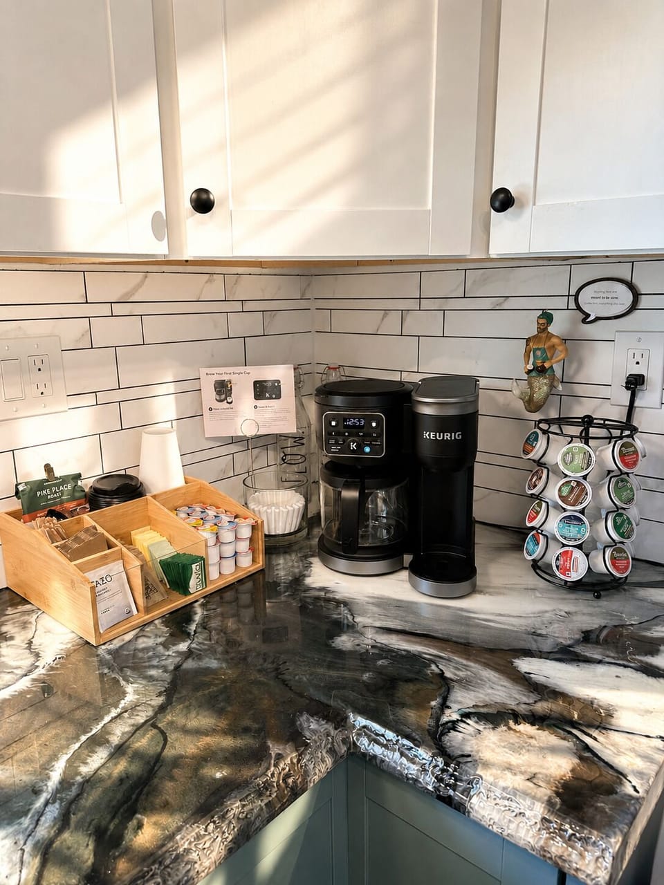 Start your morning at the complimentary coffee bar with Keurig drip coffee maker
