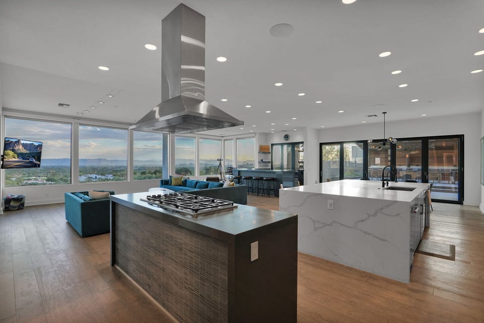 Curate culinary delights amidst an expansive view.
