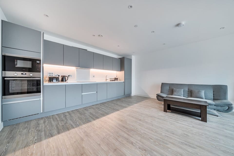 Kitchen and lounge layout with sofa bed