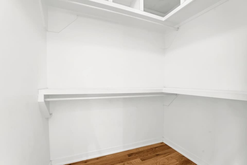 Plenty of closet space to hang all of the clothes you brought. Iron available to get those wrinkles out