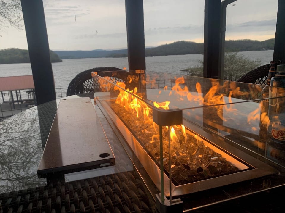3-Season Lanai with Lake Views and Fire Pot