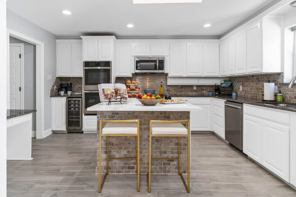 Fully Equipped Kitchen | Modern Appliances, Spacious Counters & Stylish Island Seating