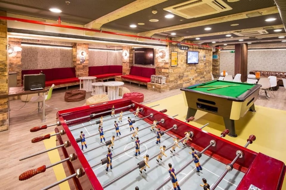 Games area shared with other guests. 