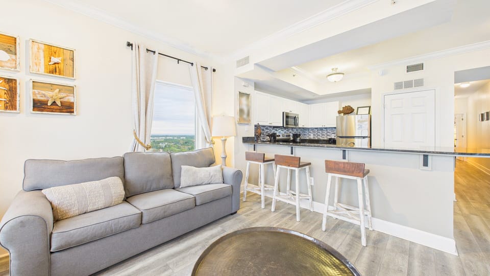 Open concept living area with sofa bed (sleeps 2)