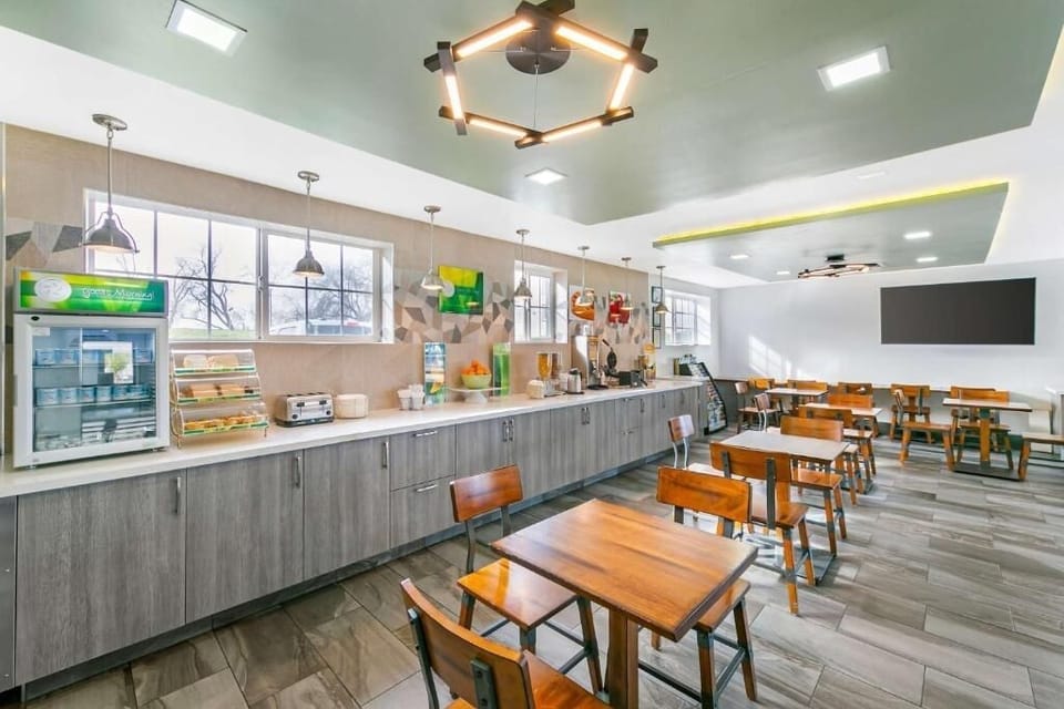 Start mornings with a relaxed breakfast spread in airy seating.