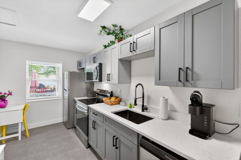 Handy coffee station w/ counter space to start mornings slow & simple