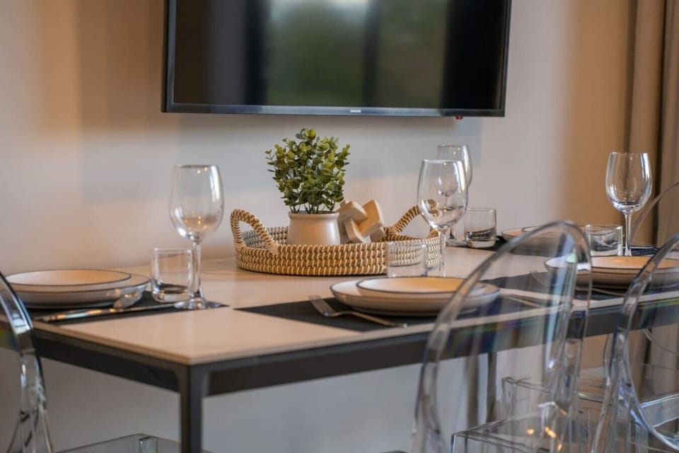 Modern dining setup with elegant tableware