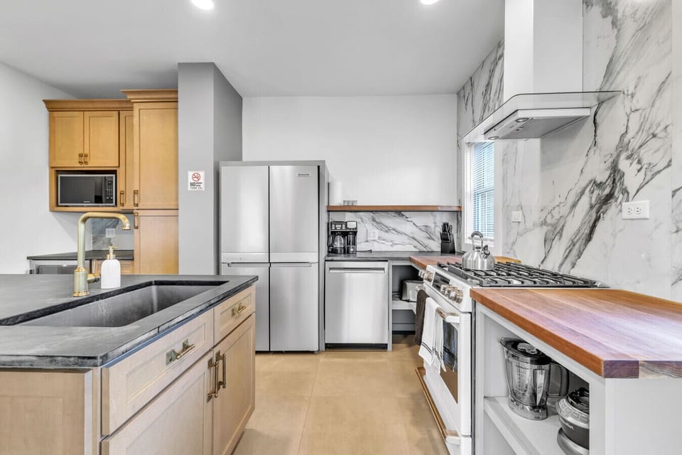 Fully equipped kitchen with everything needed to cook meals