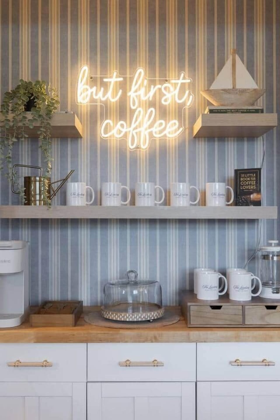 The Coffee Bar is a highlight at The Landing. With a french press, Keurig, and nespresso machine - along with a welcome pack of coffee pods - you will enjoy waking up with a freshly brewed cup while enjoying the peaceful views.