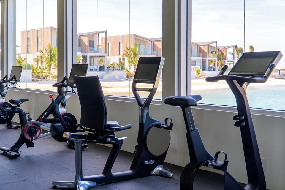 Recharge with a scenic workout overlooking sparkling waterfront villas.