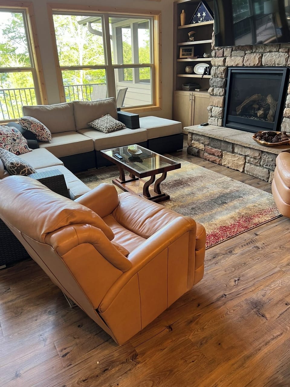 main living area, shows fireplace