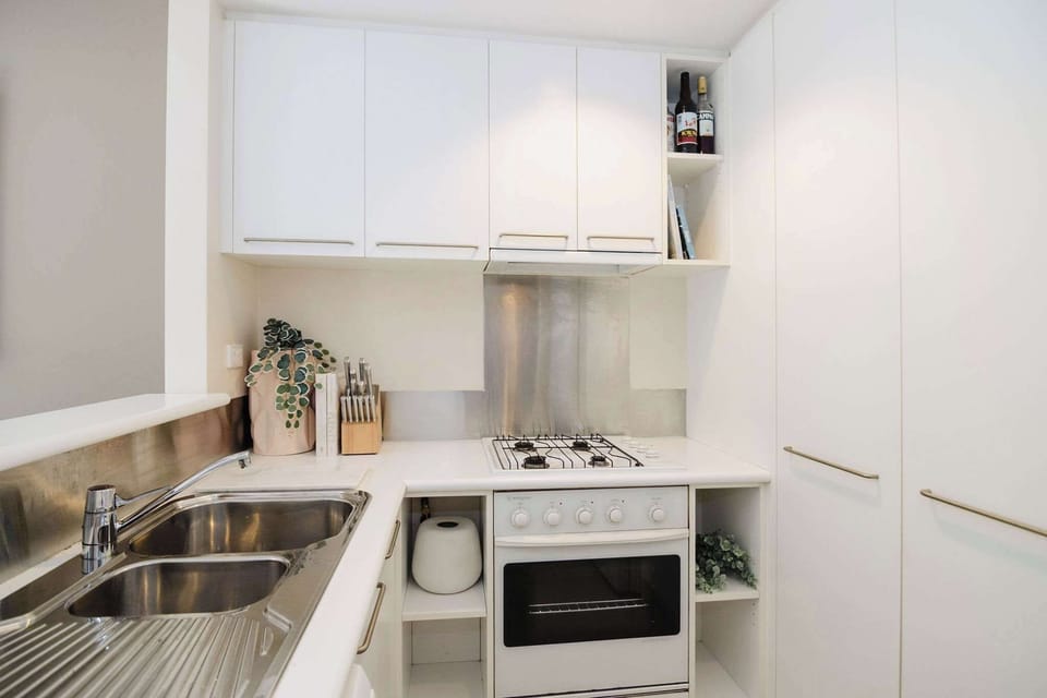 A modern, fully equipped kitchen with everything you need for home-style meals away from home.