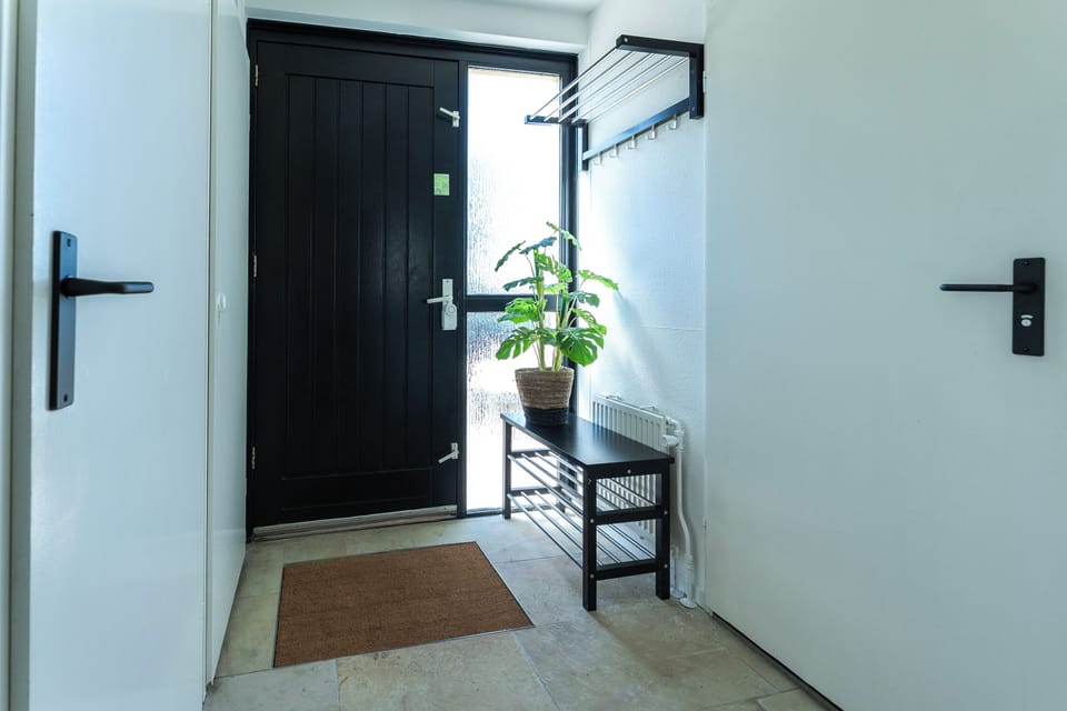 Entree met natuurlijk licht en plantendecoratie