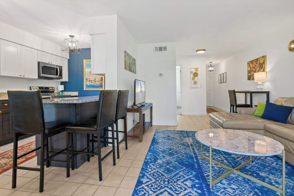 Open-concept living makes our condo feel spacious and welcoming.