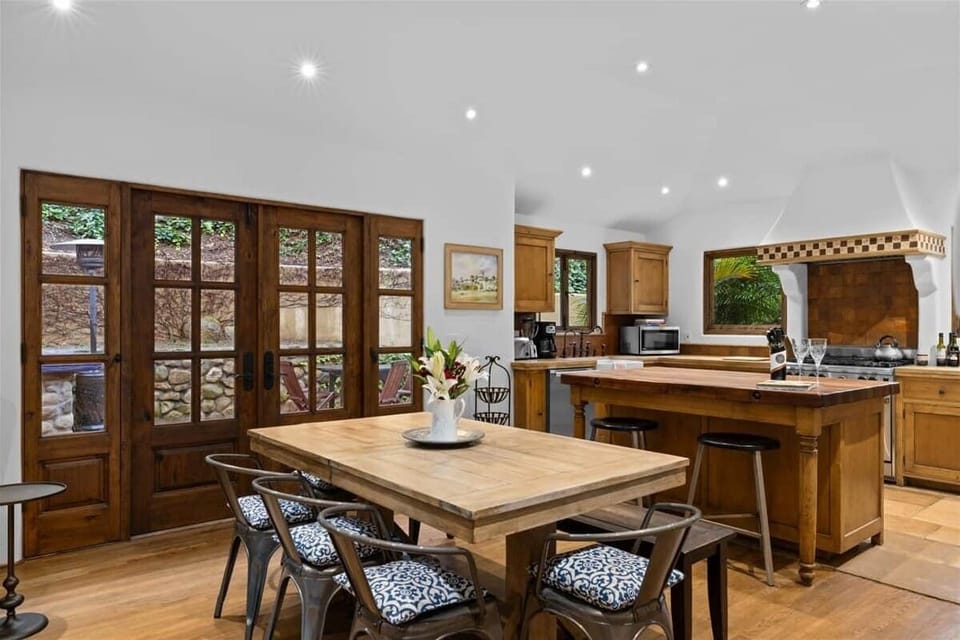 French doors to BBQ patio
