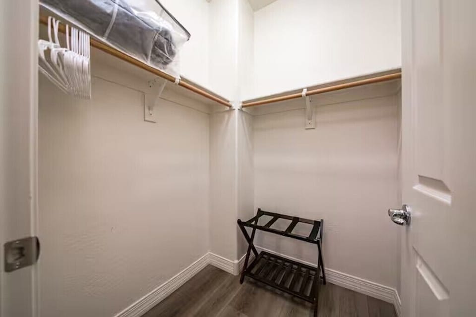 Spacious walk-in closet with great storage for clothing and snow and hiking gear