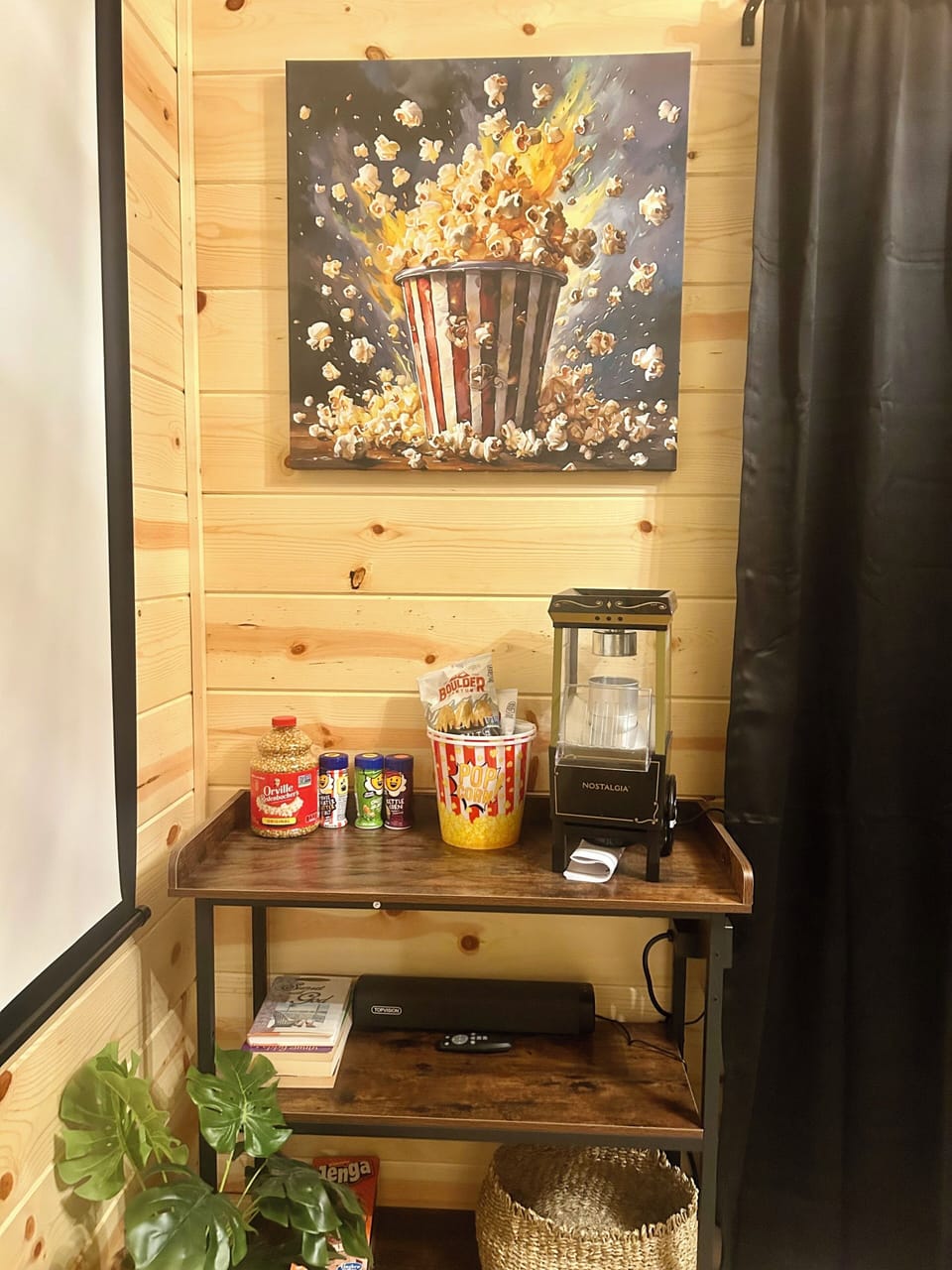 Vintage inspired air popper. The 2nd bedroom is the home theatre.