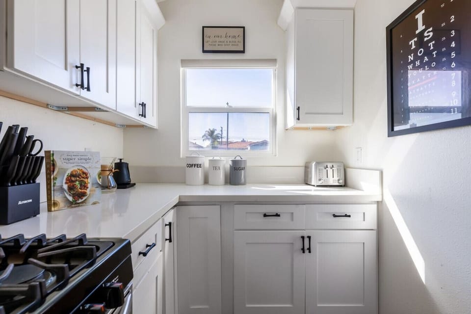 Sunny kitchen counter with window