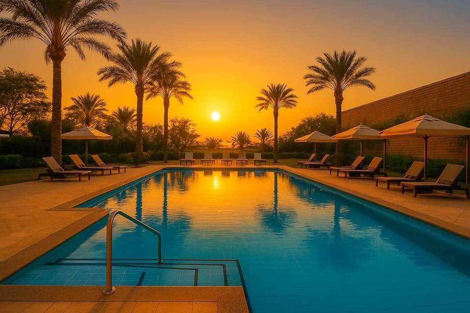 Breathe in the stillness, soak up the sunrise—our peaceful poolside retreat is made for slow mornings and quality family time under the palms.