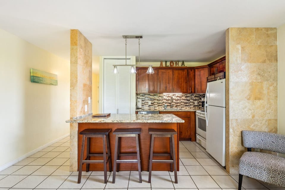 Warm kitchen setup ready for easy meals & morning chats.
