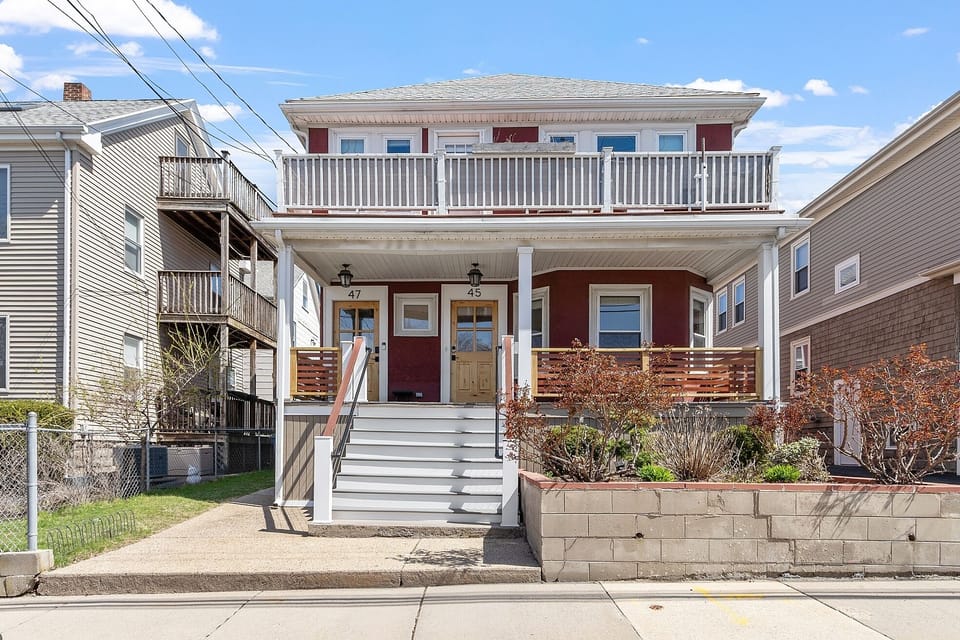 The apartment (Unit 45) is the entire first floor of a two-unit family home