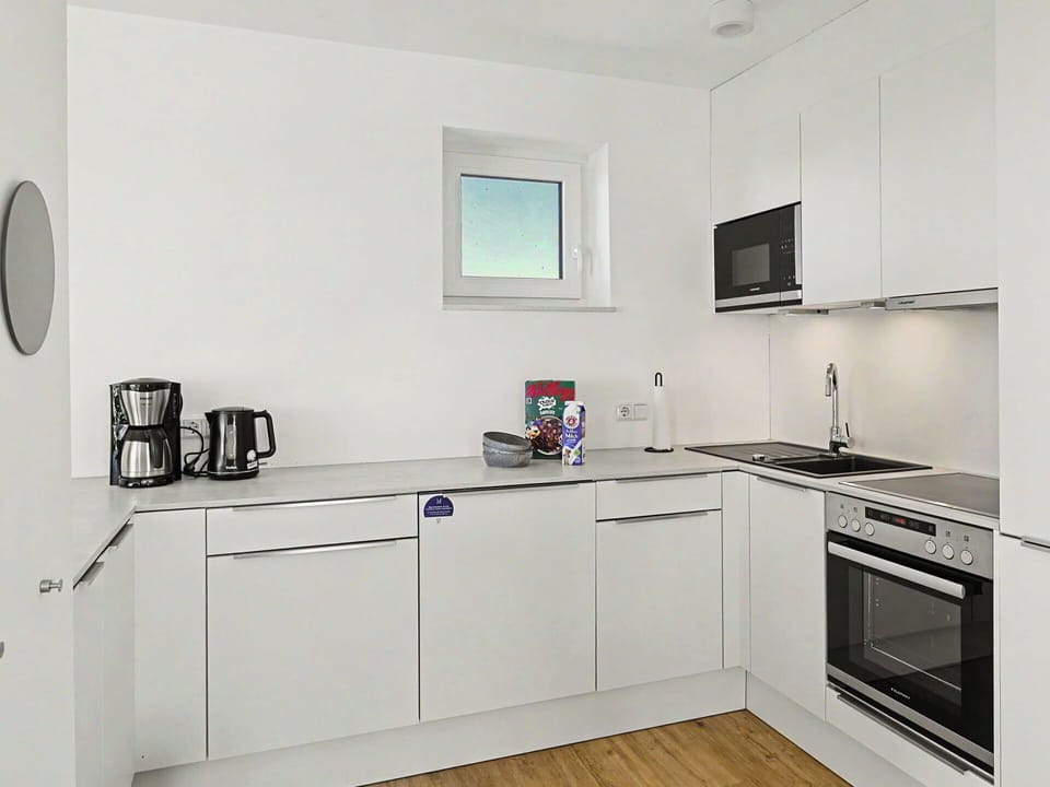 Kitchen, Kitchen Appliance, Countertop, Interior Design, Flooring, Major Appliance, Cabinetry, Ceiling, Floor, Furniture