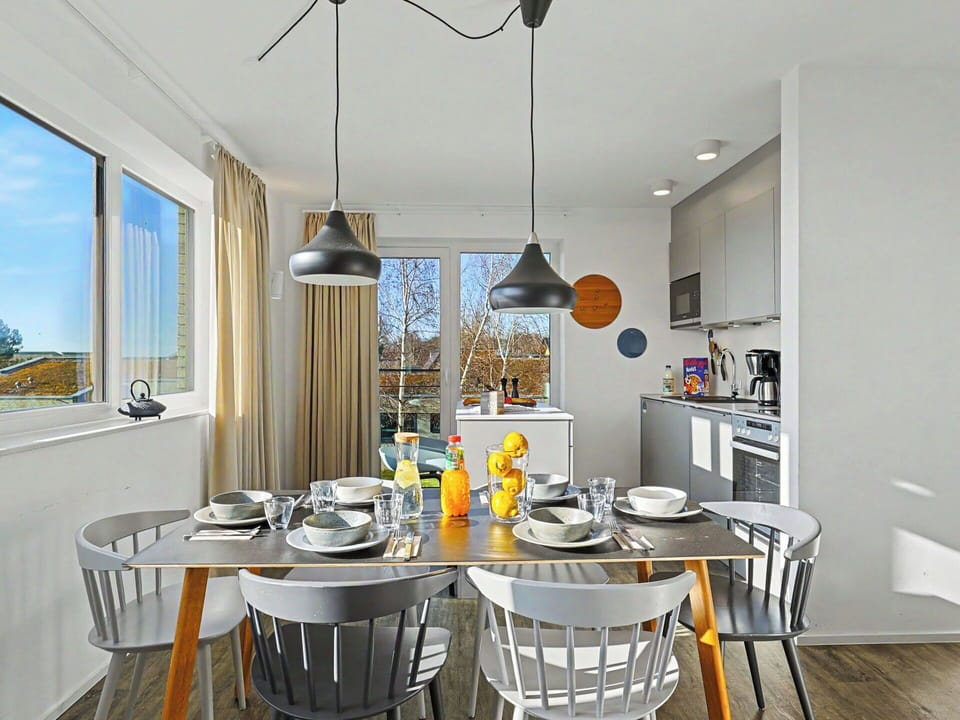 Interior Design, Furniture, Ceiling, Flooring, Chair, Floor, Light Fixture, Room, Lighting, Kitchen