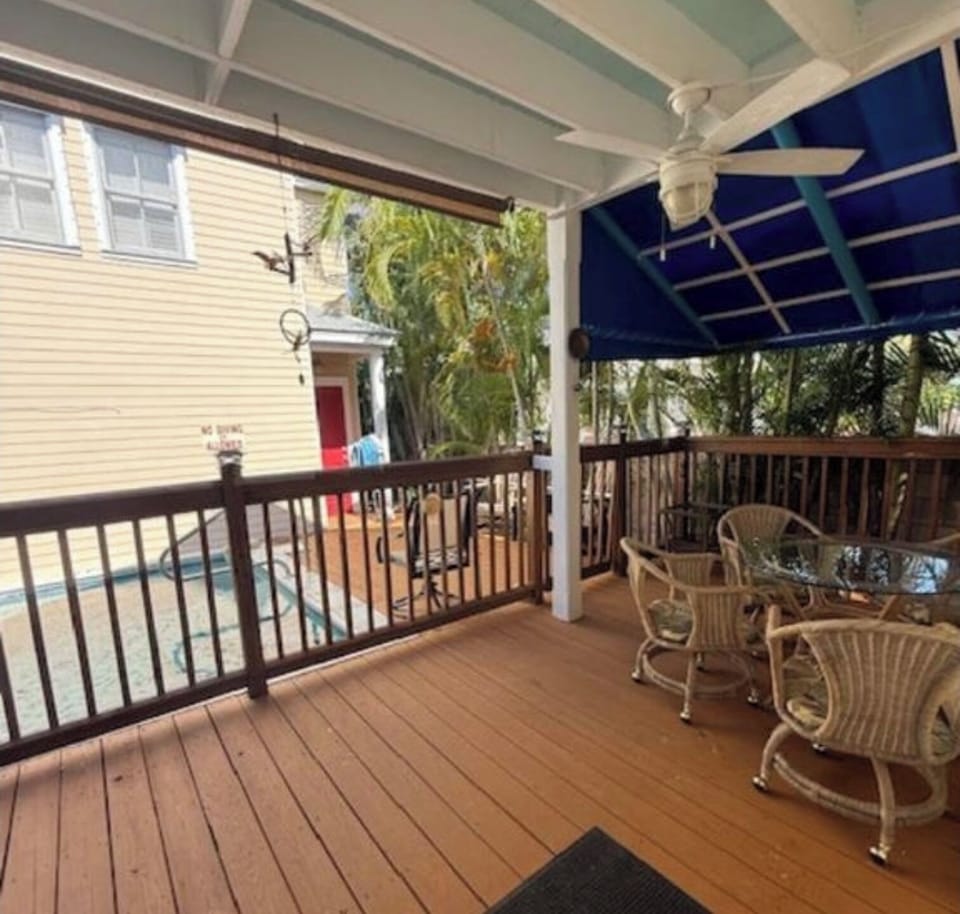 Outdoor dining area on the back deck