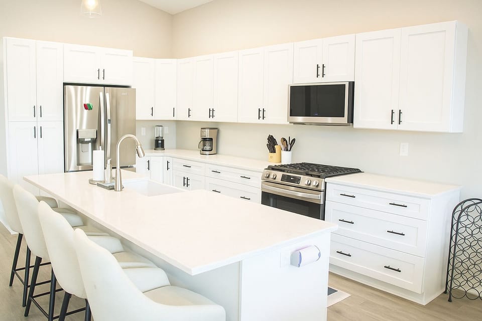 large kitchen with oversize island